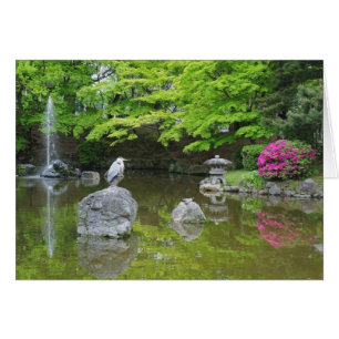 Japan, Kyoto. Hägrar i färska gröna blad Hälsningskort