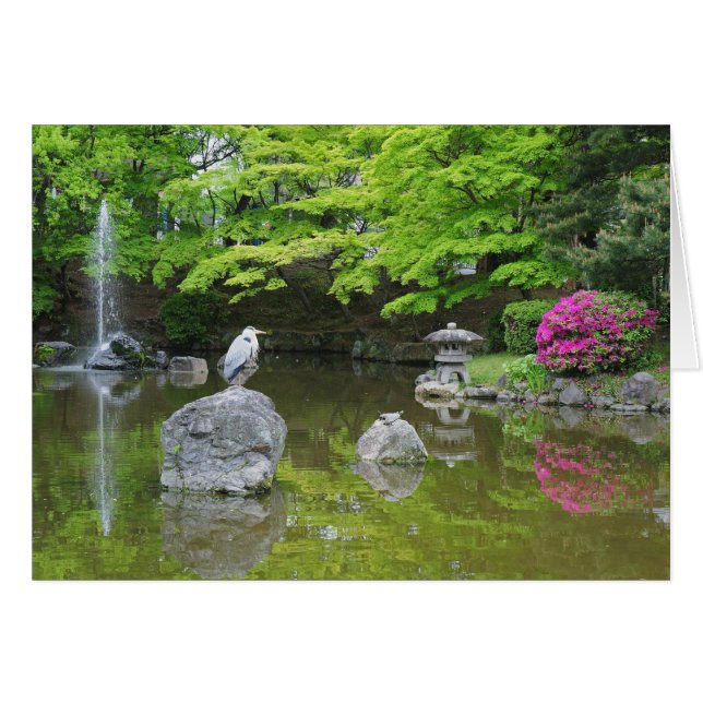 Japan, Kyoto. Hägrar i färska gröna blad Hälsningskort (Framsidan Horizontal)