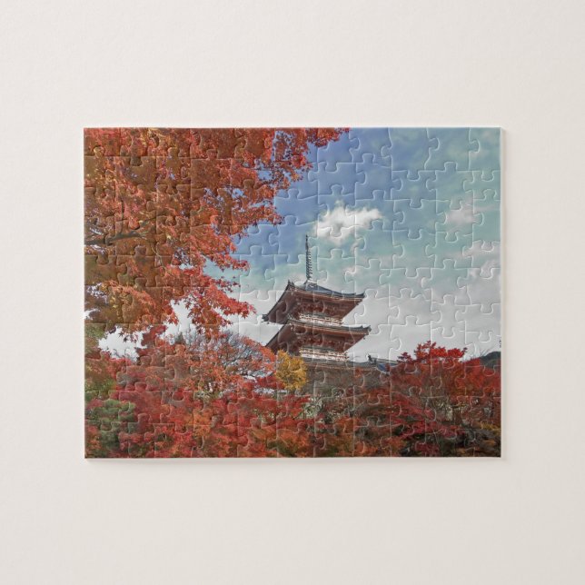 Japan, Kyoto, Pagod i höstfärg Pussel (Horisontell)