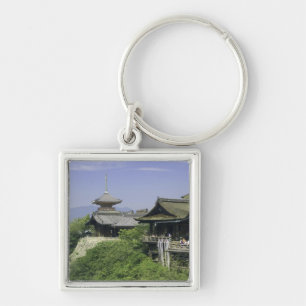 Japan, Kyoto, Utsikt från Kiyomizu-templet Fyrkantig Silverfärgad Nyckelring