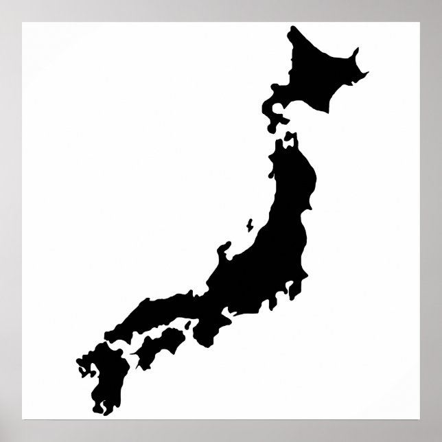 Japan Land Karta Outline Black Silhouette Japan Poster (Framsidan)