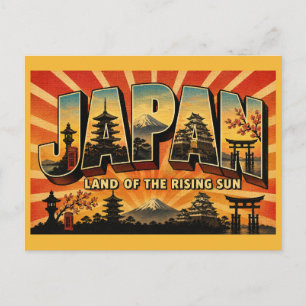 Japan Land of the Rising Sun Vintage Resemålartrik Vykort