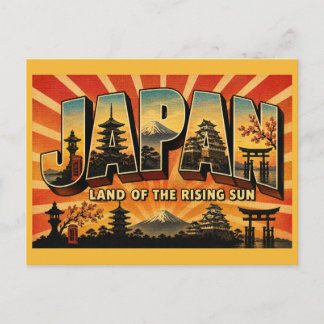 Japan Land of the Rising Sun Vintage Resemålartrik Vykort