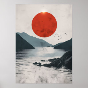 Japan Ligcape Silhouette Poster