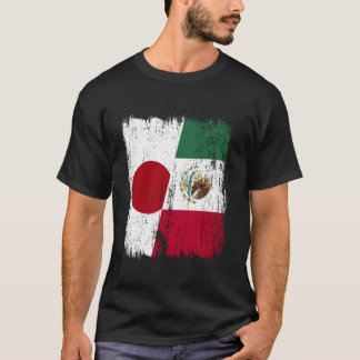 Japan Mexiko Halv Flagga Japansk Mexikansk Kultura T Shirt