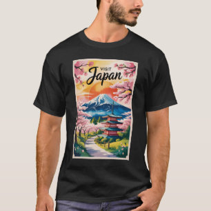 Japan Mont Fuji Illustration Resa Konst Vintage T Shirt