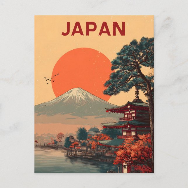 Japan Mont Fuji vintage Vykort (Framsida)