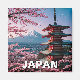 Japan Mount Fuji Fujisan Cherry Blommars Postcard Magnet