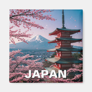 Japan Mount Fuji Fujisan Cherry Blommars Postcard Magnet