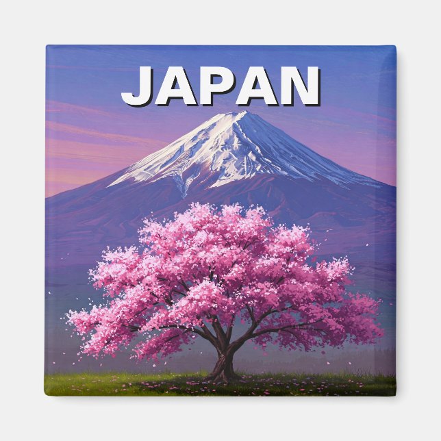 Japan Mount Fuji Fujisan Cherry Blommars Postcard Magnet (Framsidan)