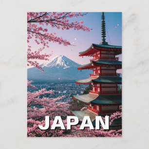 Japan Mount Fuji Fujisan Cherry Blommars Postcard Vykort