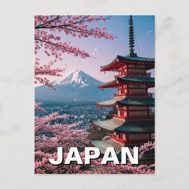 Japan Mount Fuji Fujisan Cherry Blommars Postcard Vykort (Framsida)