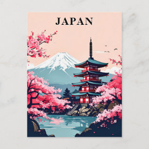 Japan Mount Fuji, Pagoda och Cherry Blommar Vykort