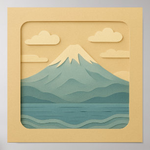 JAPAN Mount Fuji Papper skärning Poster