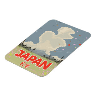 Japan Mount Fuji serie vintage tecknad stil Magnet