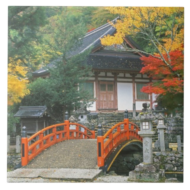 Japan, Nara, Ryuzenji-templet Kakelplatta (Framsidan)