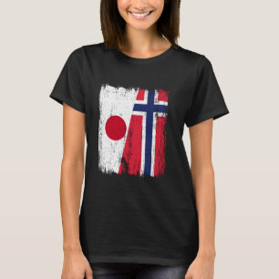 Japan Norge Halv Flagga Japansk Norsk Härkomst T Shirt