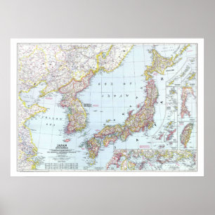 "Japan och Korea: 1945 specificerad KARTA… Poster