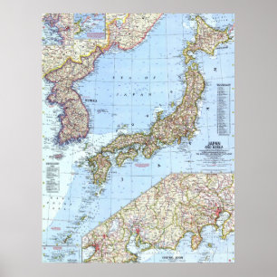 " Japan och Korea: 1960 karta ... Poster