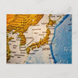 Japan och Sydkorea karta Vykort