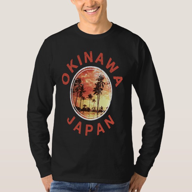 Japan Okinawa Vintage Sunset T Shirt (Framsida)