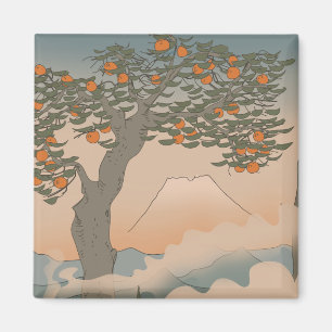 Japan Orange träd i dimman Magnet