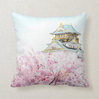 Japan Osaka castle och sakura dekorativ kudde