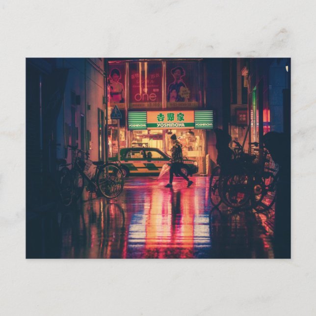 Japan Osaka Street Night Vykort (Framsida)
