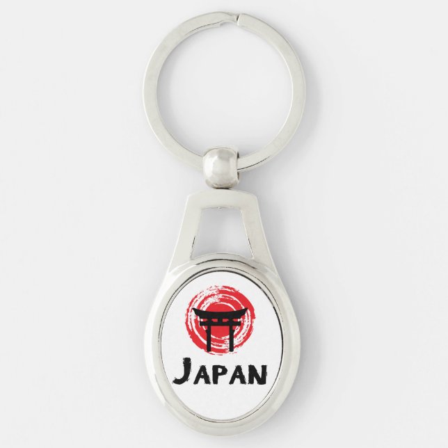 Japan Ovalt Silverfärgad Nyckelring (Framsidan)