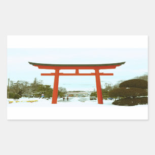 Japan på vinterklistermärket rektangulärt klistermärke
