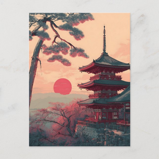 Japan Padoda vintage Vykort (Framsida)