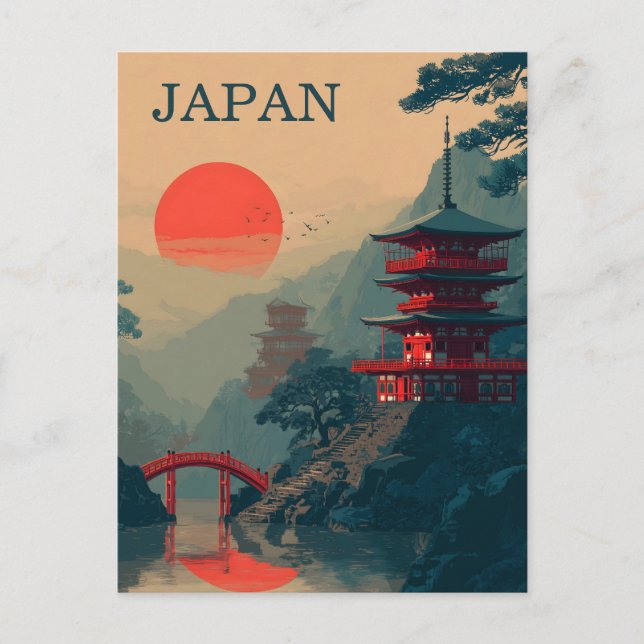 Japan Pagod vintage Vykort (Framsida)