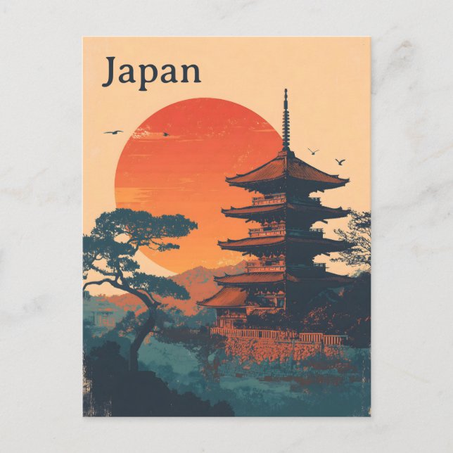 Japan Pagod vintage Vykort (Framsida)