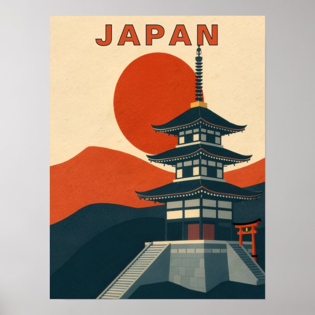 Japan Pagodtempel Resa Konst Poster (Framsidan)