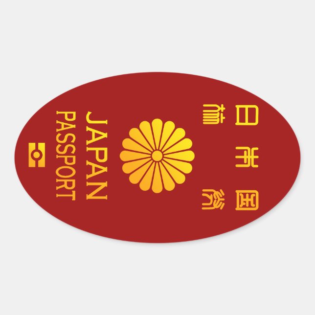 japan passport ovalt klistermärke (Framsida)