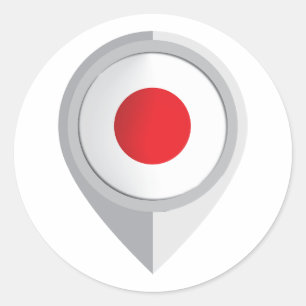 Japan Pin Location-Flagga Runt Klistermärke