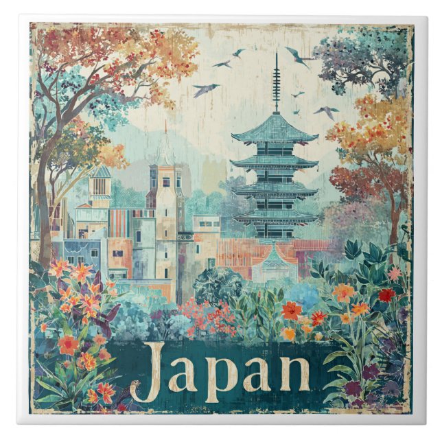 Japan resa affisch kakelplatta (Framsidan)