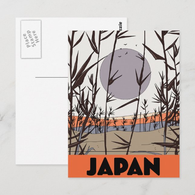 Japan resa affisch vykort (Fram/baksida)