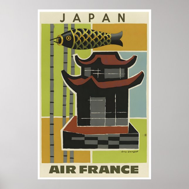 Japan Resa Poster Japansk Konst Kille Georget Tryc (Framsidan)