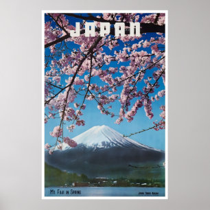 Japan Resa Poster Mt Fuji Tryck Japanska Körsbär