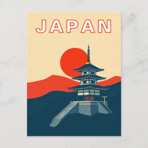 Japan Retro Resa Konst Pagodtempel Vykort