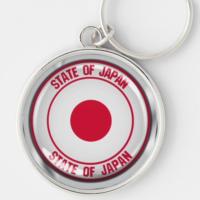 Japan Round Emblem Rund Silverfärgad Nyckelring (Framsidan)