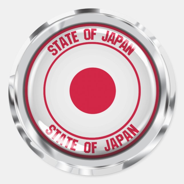 Japan Round Emblem Runt Klistermärke (Framsida)