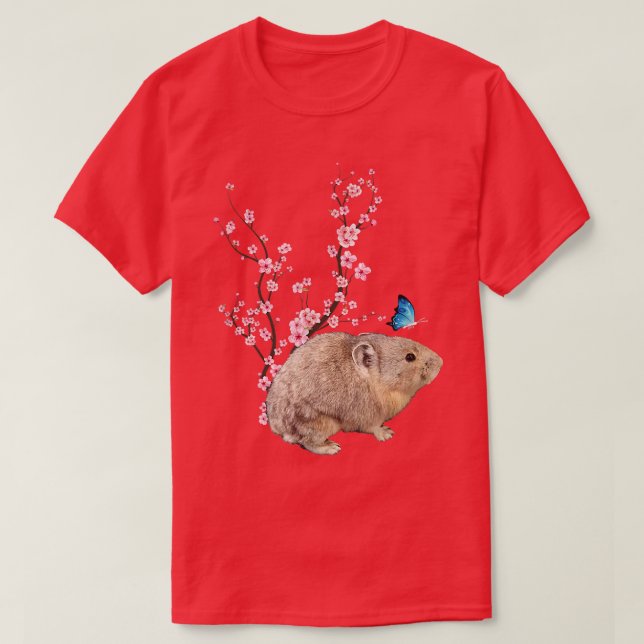 Japan Sakura Cherry Blommar Pika Japanska T Shirt (Design framsida)