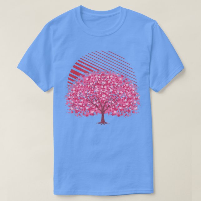 Japan Sakura Retro Cherry Blommar T Shirt (Design framsida)