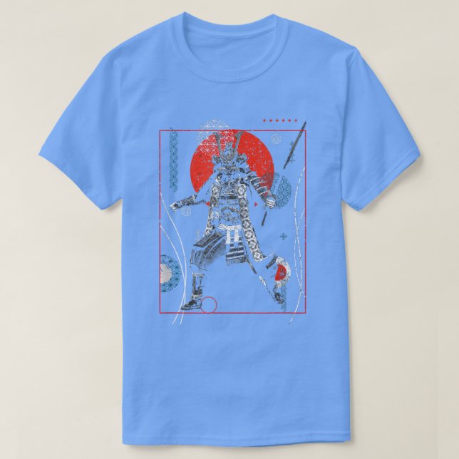Japan Samurai Armor Katana Sword Red Circle Japane T Shirt (Design framsida)