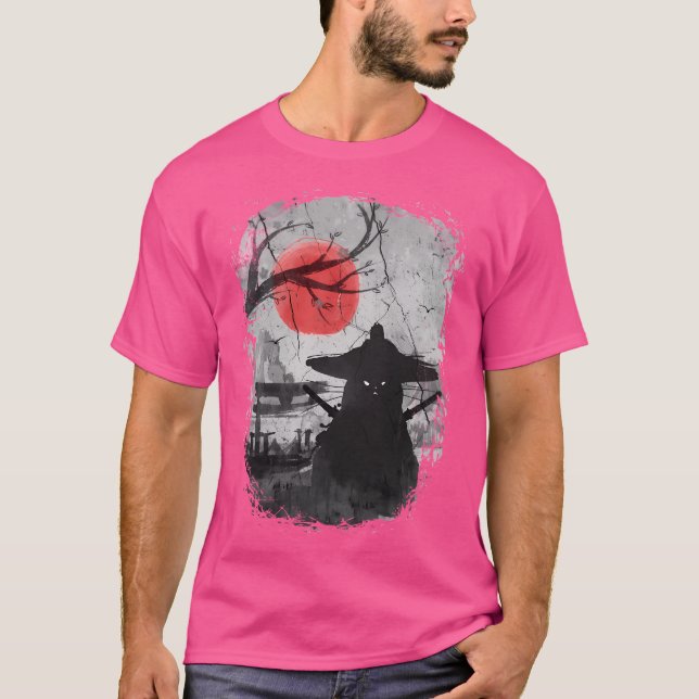 Japan Samurai Cat T Shirt (Framsida)