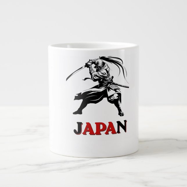 Japan Samurai Fotboll Själ - VM Fan T-Shirt Jumbo Mugg (Framsidan)