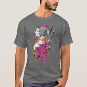 Japan Samurai Geisha Sakura Blommar Cherry Scener T Shirt