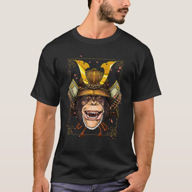 Japan Samurai Monkey Japansk Warrior Bushido Japa T Shirt (Framsida)